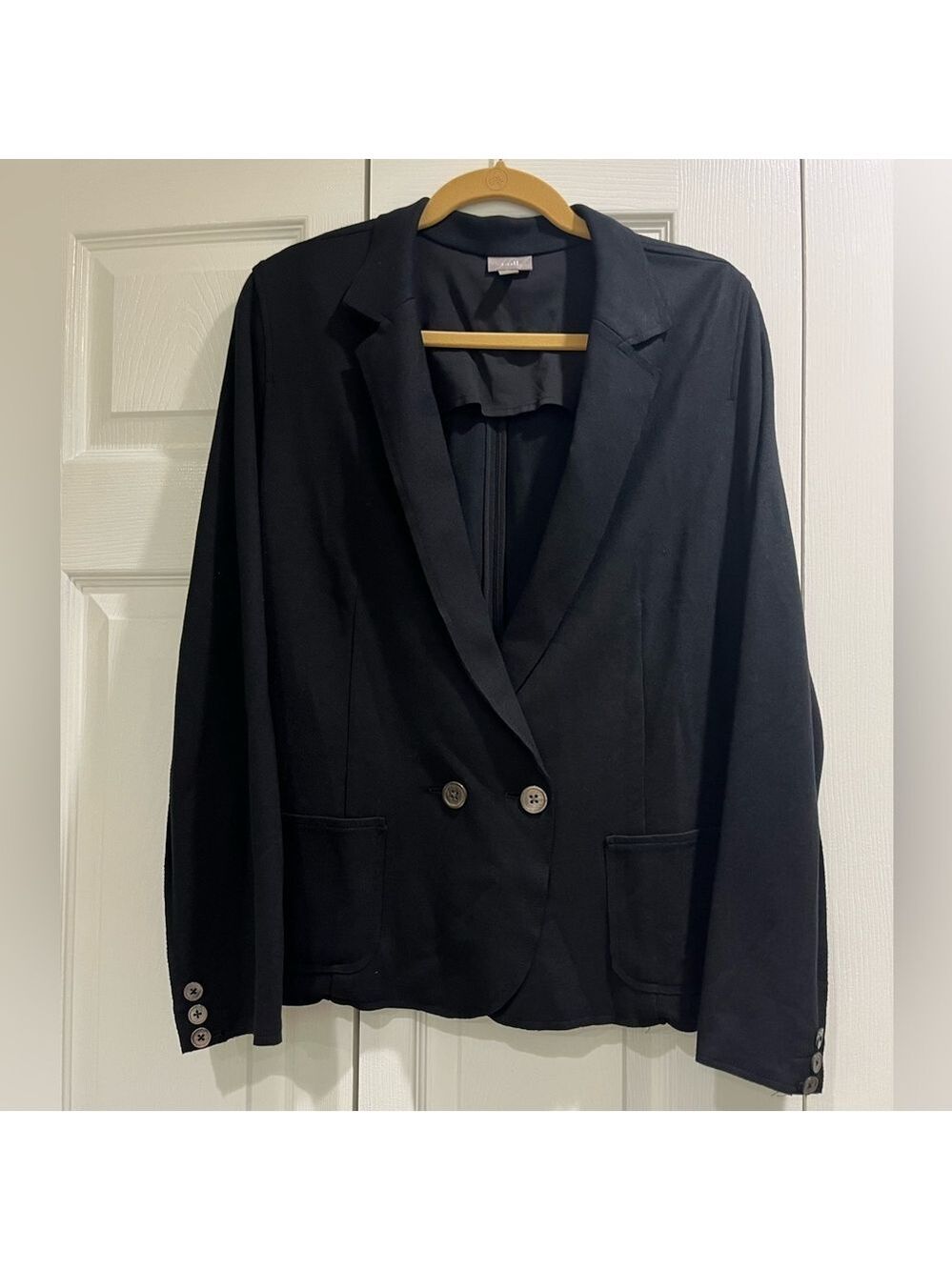 J Jill Black Jersey Double Breasted Blazer Cardigan Large